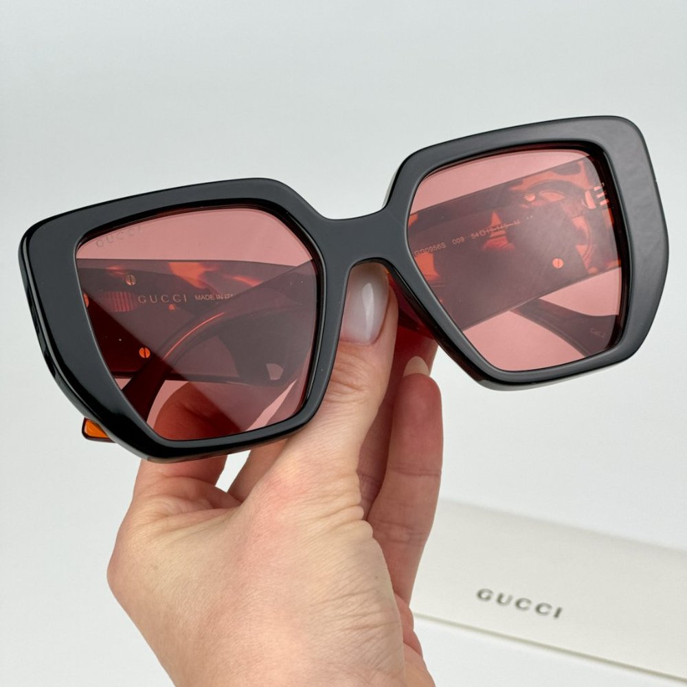Gucci GG0956S 009 BRAND NEW Sunglasses Black Havana Orange Cat Eye Unisex - Picture 5 of 11